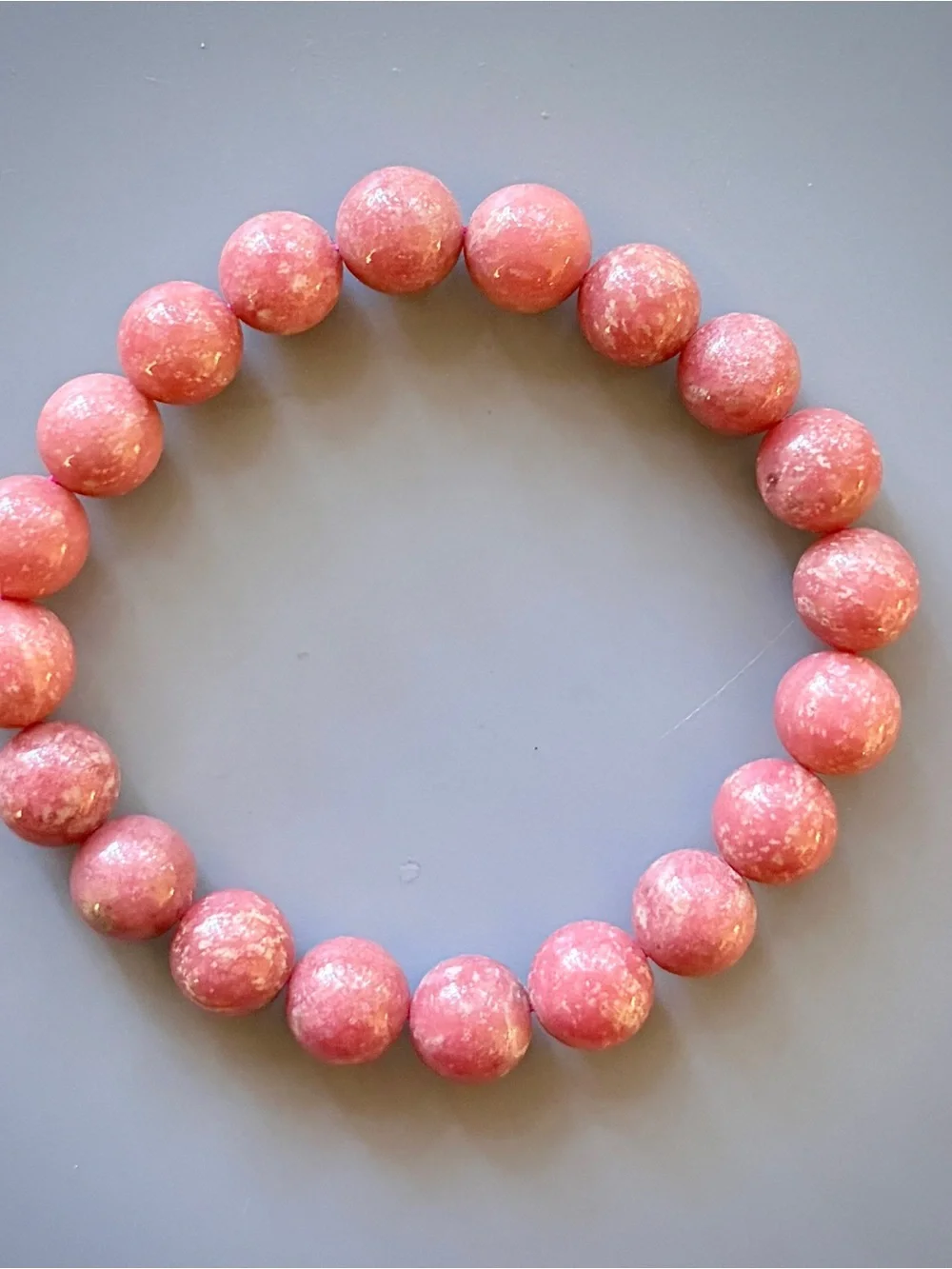 Natural Pink Rhodonite Handcrafted Bead Bracelet